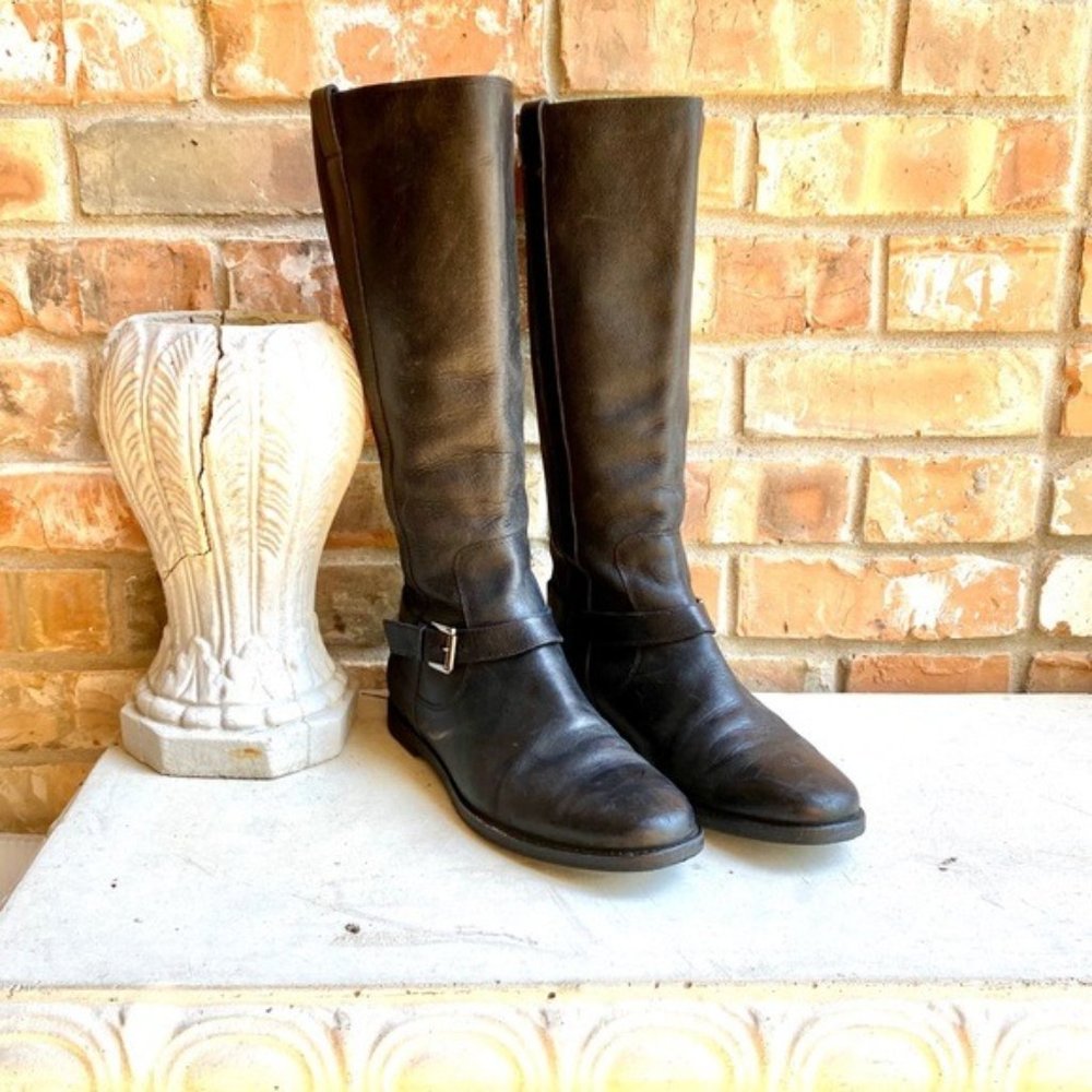 COLE HAAN Tall Black Leather Boots Size 11B